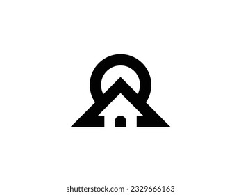 mountain house and sun logo design