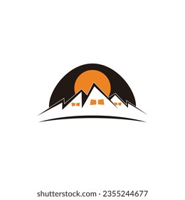 mountain house sun moon logo vector 
