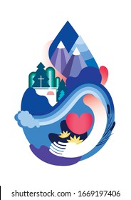 mountain hug love vector art design
