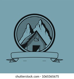 a mountain hut illustration