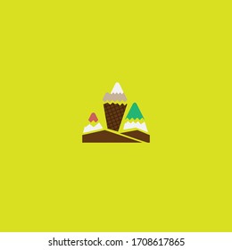 Kombination aus Berg- und Eiscreme, die das Logo des Bergeises bildet.