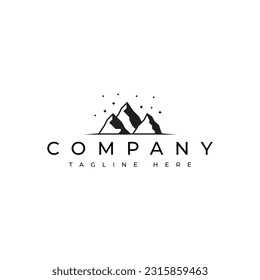 mountain ice or iceberg with stars vector logo design
