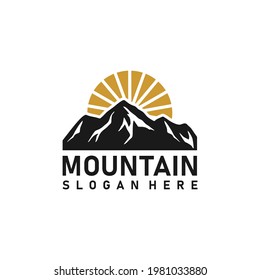 Mountain Ice Snow Peak With Sunshine Logo tamplate