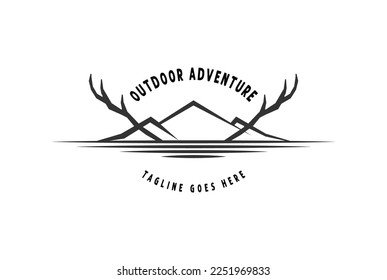 Mountain Iceberg with Deer Antler Moose for Outdoor Hunting Adventure Logo