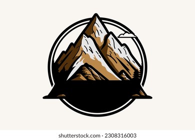 Mountain Icon for  Adventure and outdoor vintage logo template, badge or emblem style