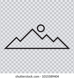 mountain icon black color isolated in transparent