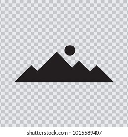 mountain icon black color isolated in transparent