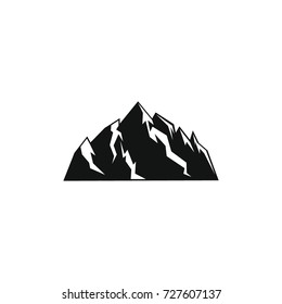 Mountain icon. Black simple silhouette illustration of mountain vector icon for web isolated on white background