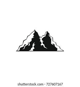 Mountain icon. Black simple silhouette illustration of mountain vector icon for web isolated on white background