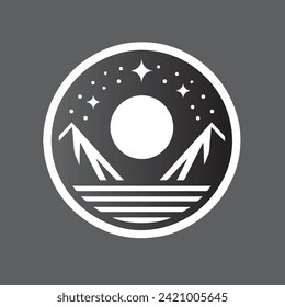 Mountain icon black and white