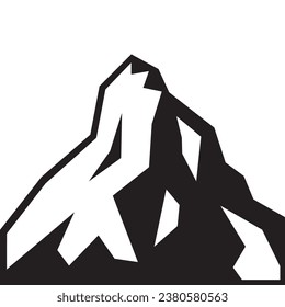 icono de montaña, negro y blanco, ilustración vectorial 