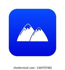 Mountain icon blue vector isolated on white background