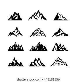 Set Mountains Shapes Isolated On White Stock Vector (Royalty Free ...