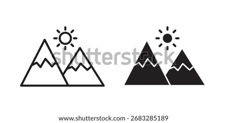 Mountain icon clipart and lineart vector symbols