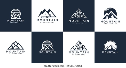 mountain icon collection vector logo symbol illustration design, mountain landscape design	