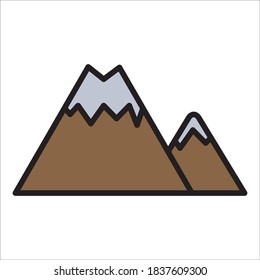Ilustración de plantilla de vectores de diseño de color de iconos de montaña