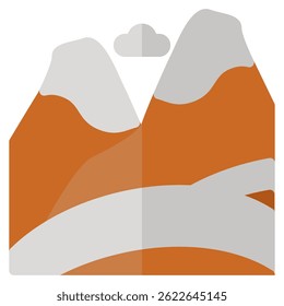 Mountain icon in Color Fill. Flat style. Isolated on White Background