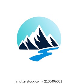 mountain icon of color style design vector template