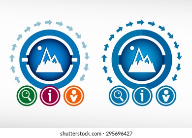 Mountain icon and creative design elements. Flat design concept.