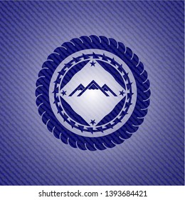 mountain icon with denim texture