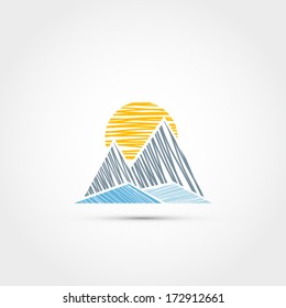 Mountain icon design drawing