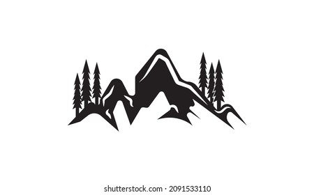 Mountain icon design isolated flat. Mountain icon simple sign, Mountain icon vector design illustration. Mountain Logo design.