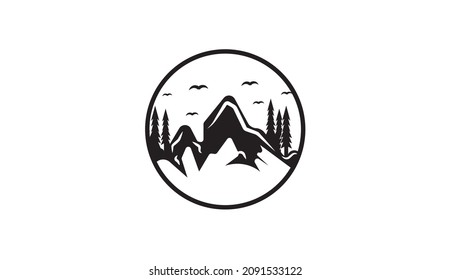 Mountain icon design isolated flat. Mountain icon simple sign, Mountain icon vector design illustration. Mountain Logo design.