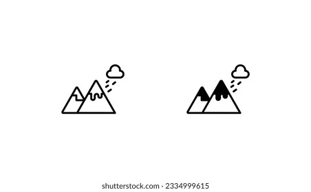 Diseño de iconos de montaña con ilustración de fondo blanco