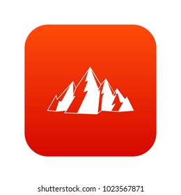 Mountain icon digital red for any design isolated on white vector illustration