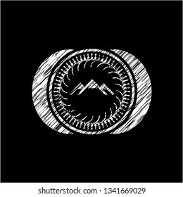 mountain icon drawn on blackboard