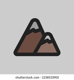 Mountain icon in filled line style about travel, use for website mobile app presentation