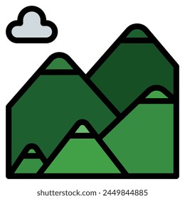 mountain icon filled line style, suitable for web and mobile app.