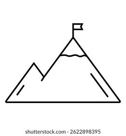 Mountain icon with flag on top on white background vector
Vector icon