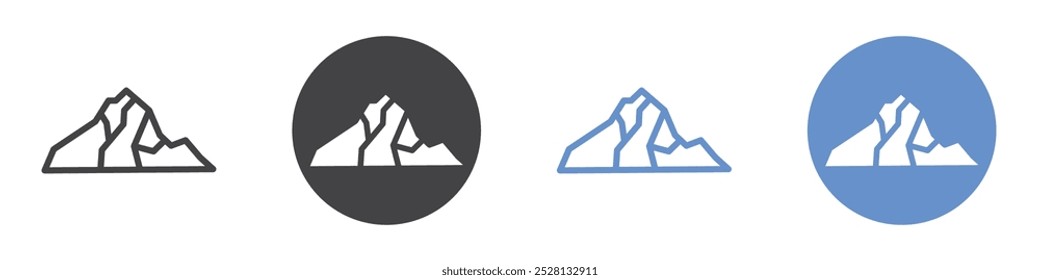 Mountain icon Flat art in black and white isolated
