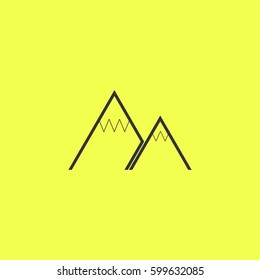 Mountain icon flat. Black pictogram on white background. Vector illustration symbol and bonus button