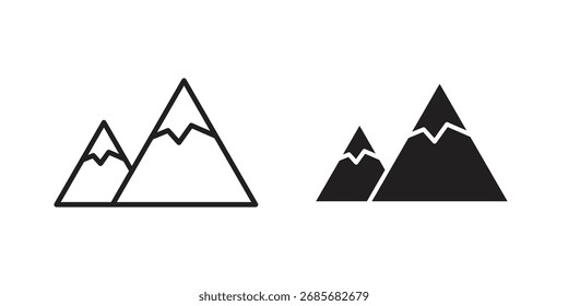 Icono de montaña plano logo en blanco y negro
