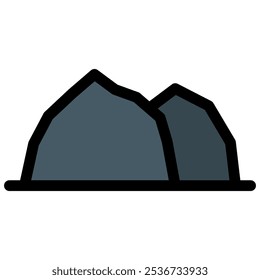 Icono de montaña con estilo de contorno plano