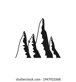 Mountain icon flat style isolated on white background. Vector illustration