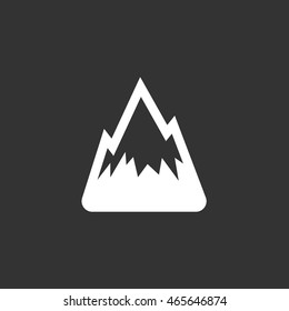 Mountain icon in flat style isolated on black background. Peak logo silhouette. Abstract sign, symbol, pictogram. Vector illustration