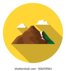 Mountain icon in flat style isolated on white background. Camping symbol vector illustration.