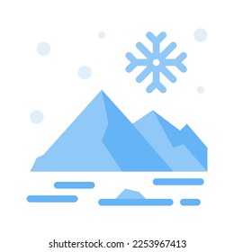 Mountain icon in flat style vector, iceberg icon, snowy mountain