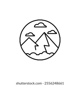 mountain icon Flat symbol set outline