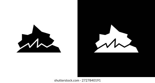 Mountain icon Flat Vector illustration. Simple black symbols