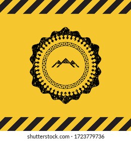 mountain icon grunge warning sign emblem. Vector Illustration. Detailed. 