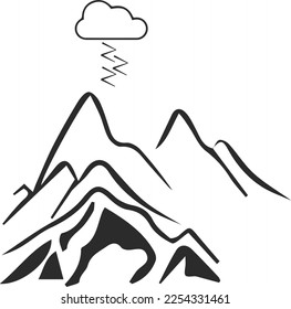Mountain icon, hill icon black vector