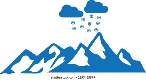 Icono de montaña, icono de colina, vector azul