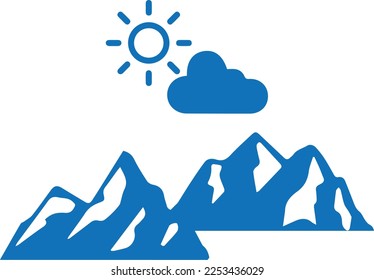 Mountain Icon, Hügel Symbol, blauer Vektorgrafik