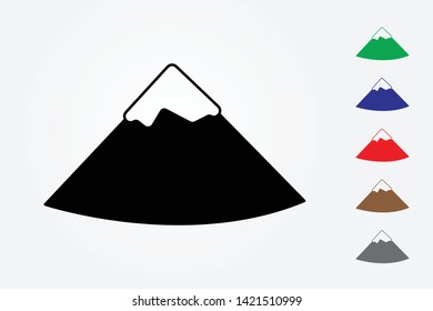 Mountain icon with icy peak vector using many color for adventure on white background illustration
