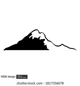Mountain icon. Illustration of an outline of a mountain vector icon for an isolated web on a white background.