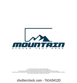 Mountain icon illustration template, flat style design isolated on white background